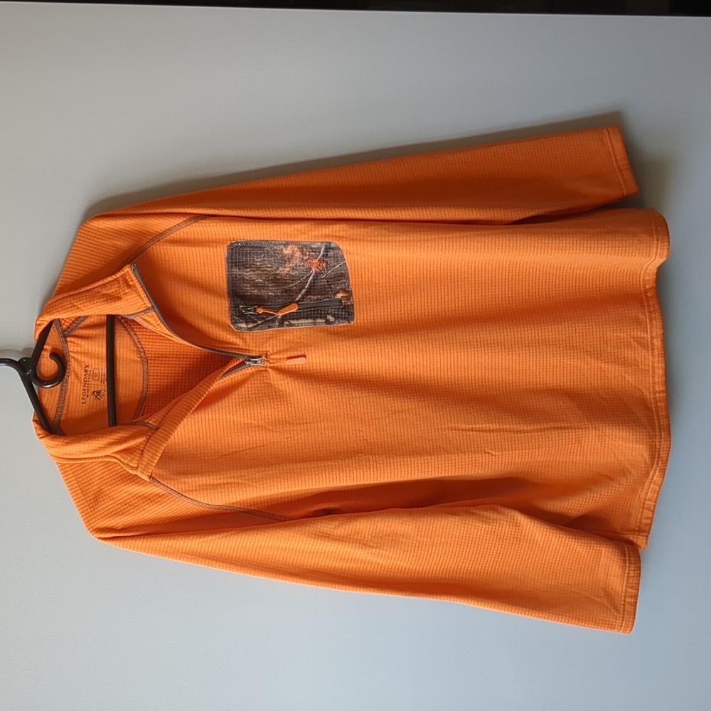 Legendary Whitetails LT Orange Quarter Zip Shirt w/Camo Zip Pocket